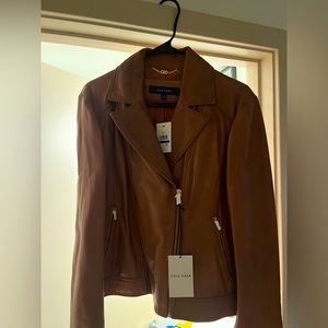 COLE HAAN !BRAND NEW/NEVER WORN WITH TAGS!BROWN GENUINE LAMB SKIN GOLD HARDWARE